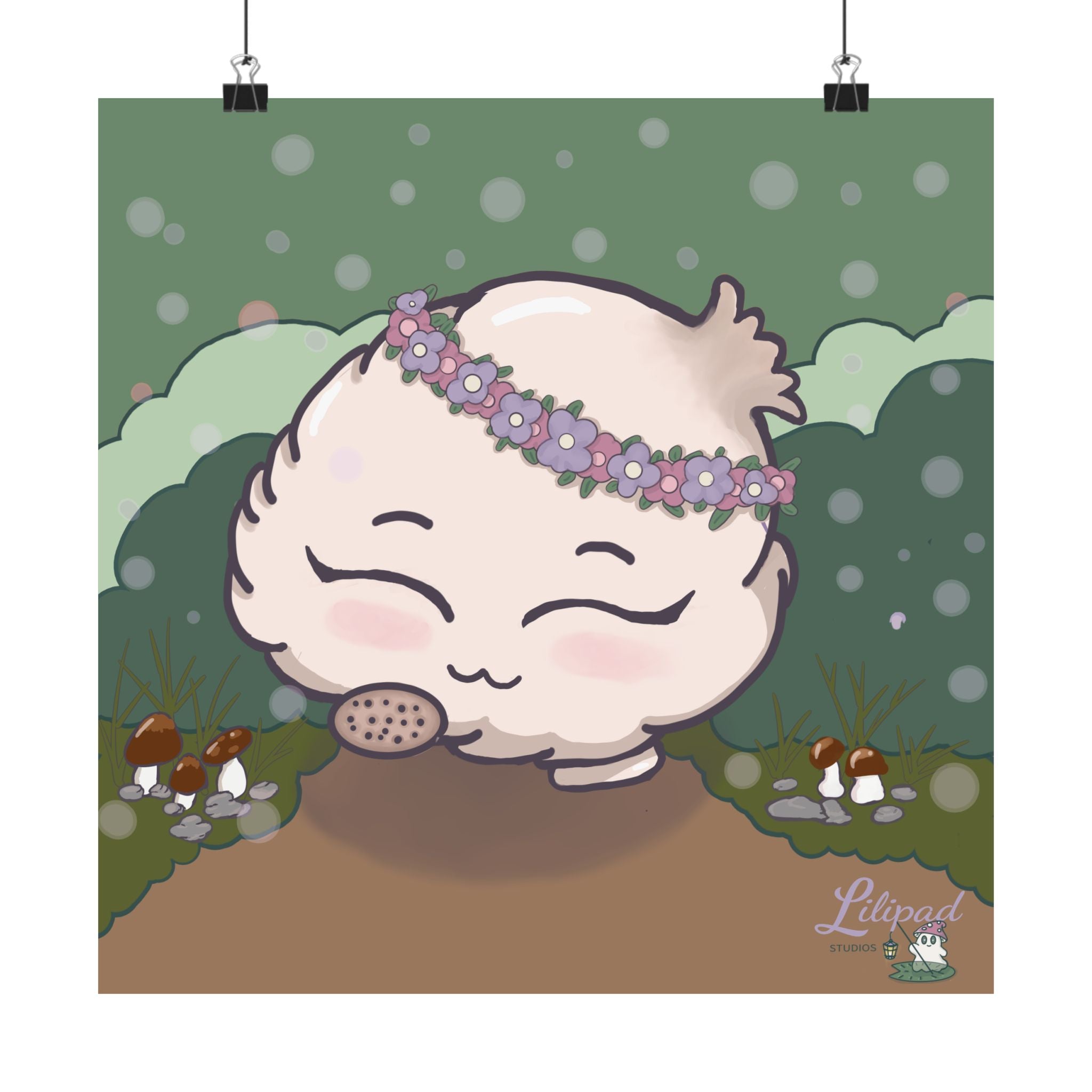 Spring Puff Cute Kawaii Mushroom Art Print