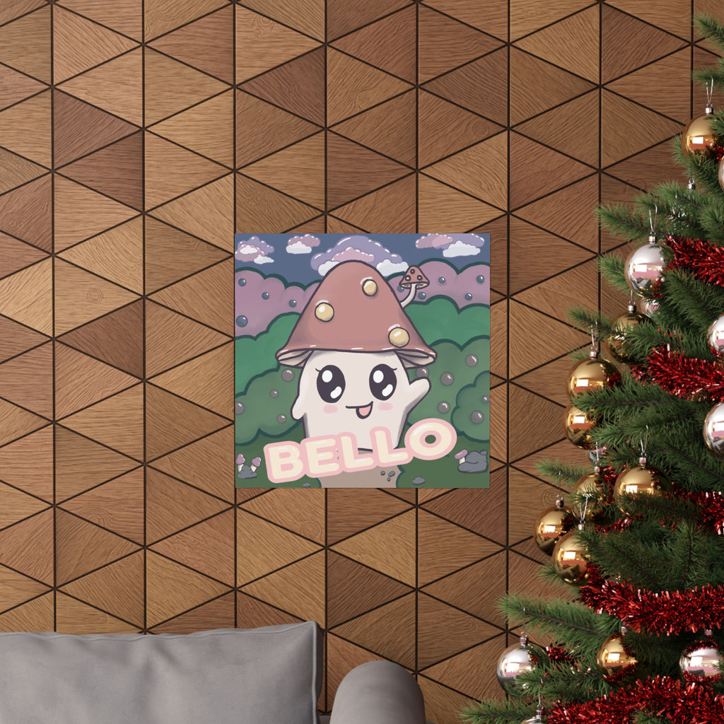 Hello Bello! Cute Kawaii Mushroom Art Print