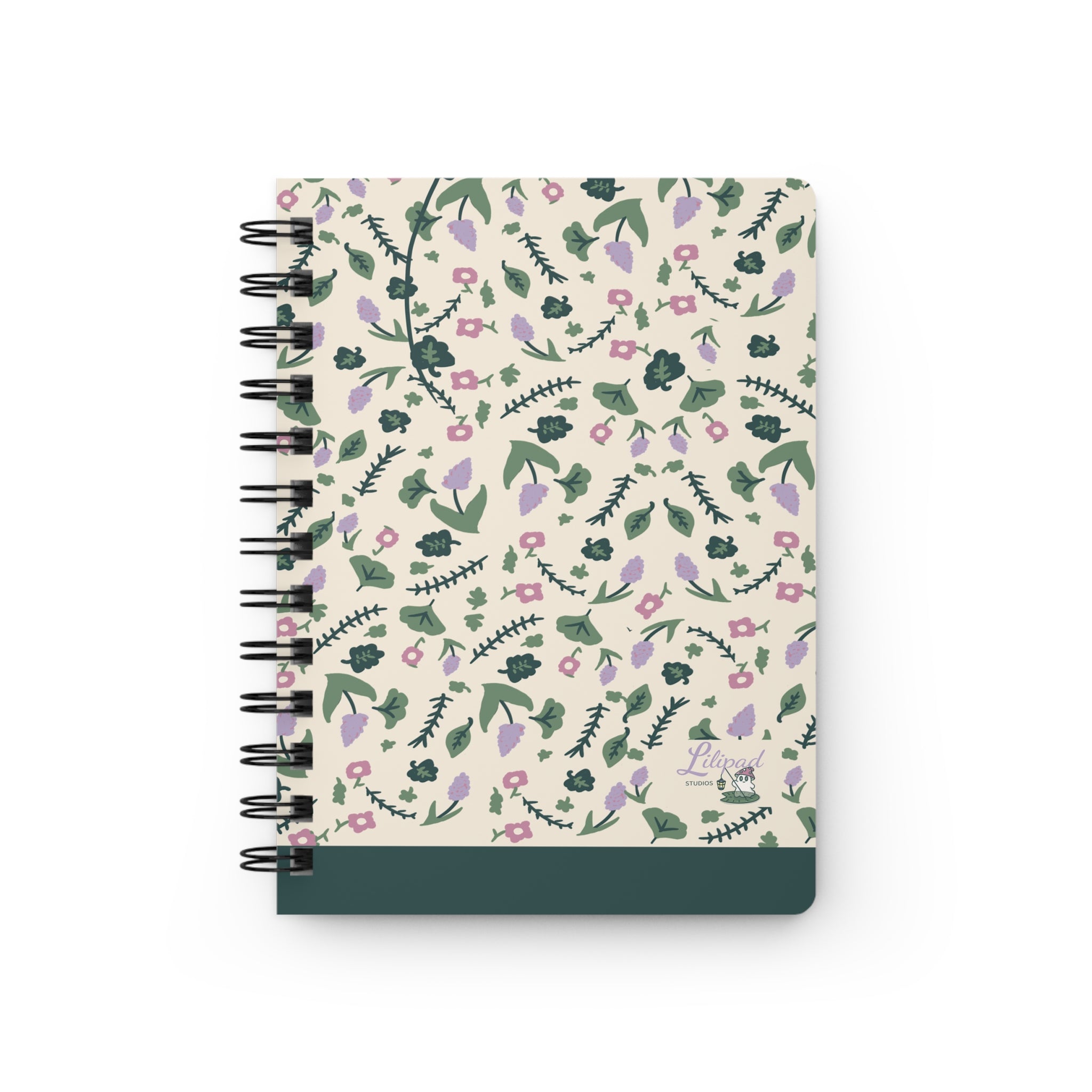 Floral Vine Spiral Journal — Botanical Pattern Notebook for Notes & Planning