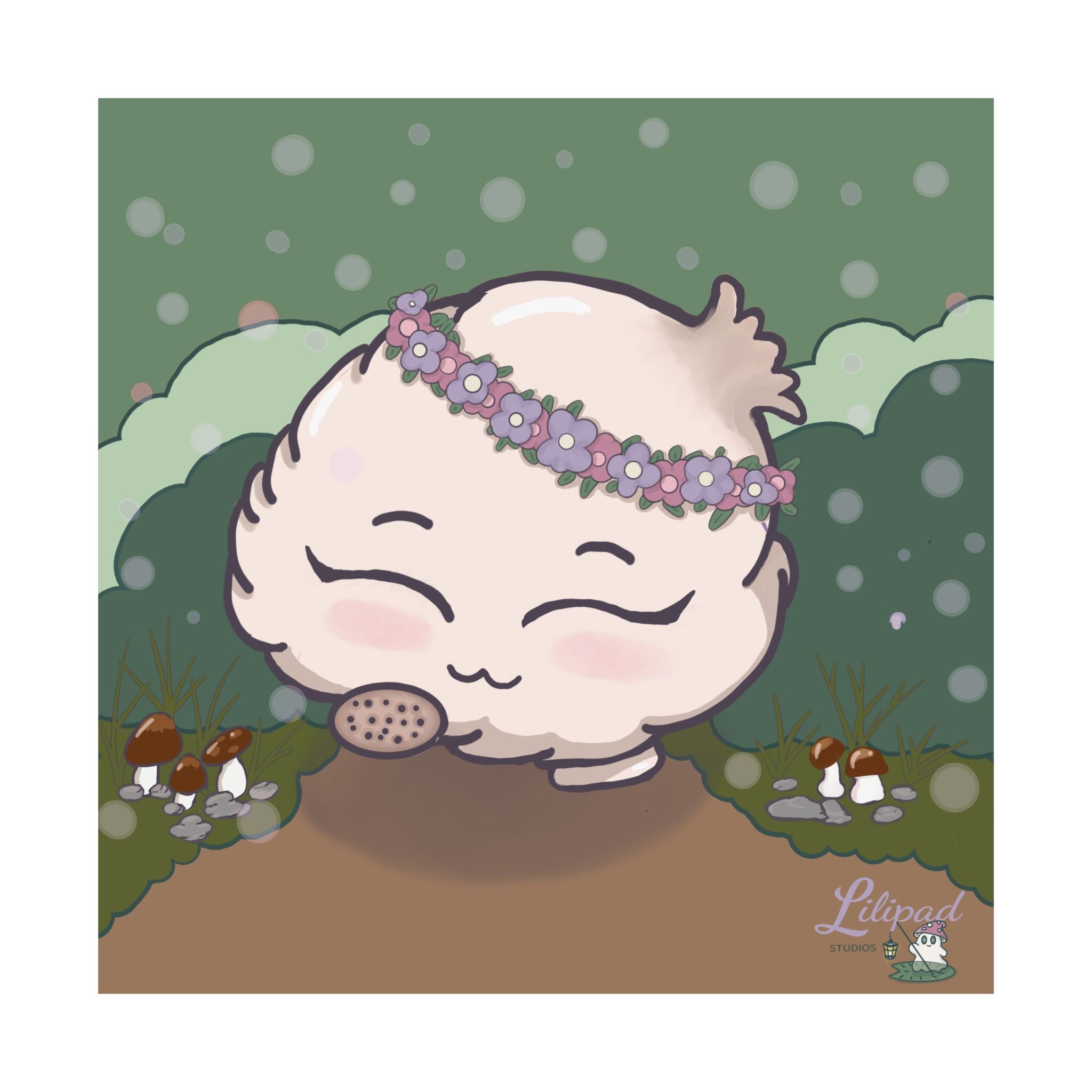 Spring Puff Cute Kawaii Mushroom Art Print